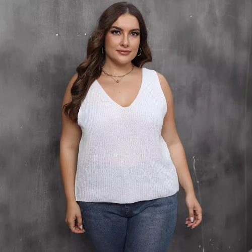 Ladies' Cross-Back V-Neck Casual Knit Top, Oversized Machine-Knitted Sweater, Basic Layering Top